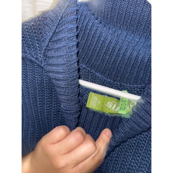 Orvis oversized knit turtleneck oversized sweater in navy blue size XL - Picture 4 of 4